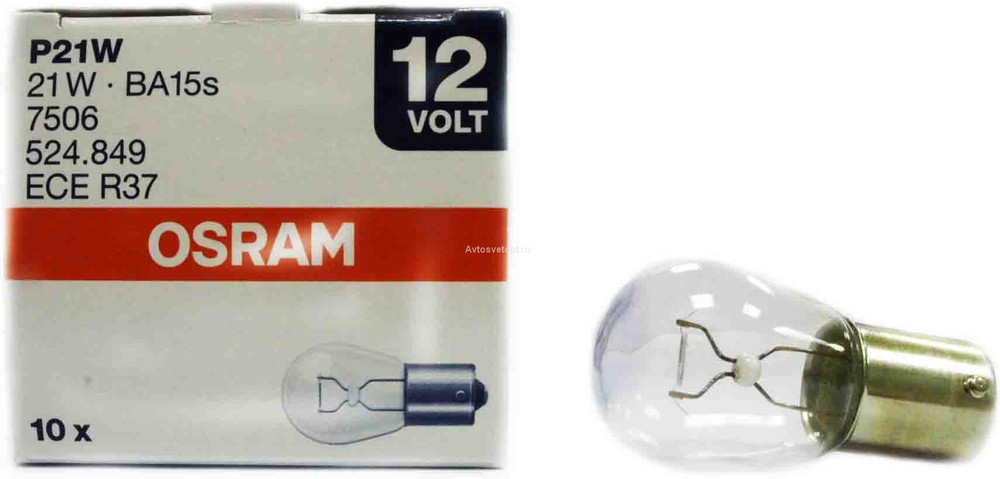 Автолампа 12V P21W одноконтактная 7506 Osram