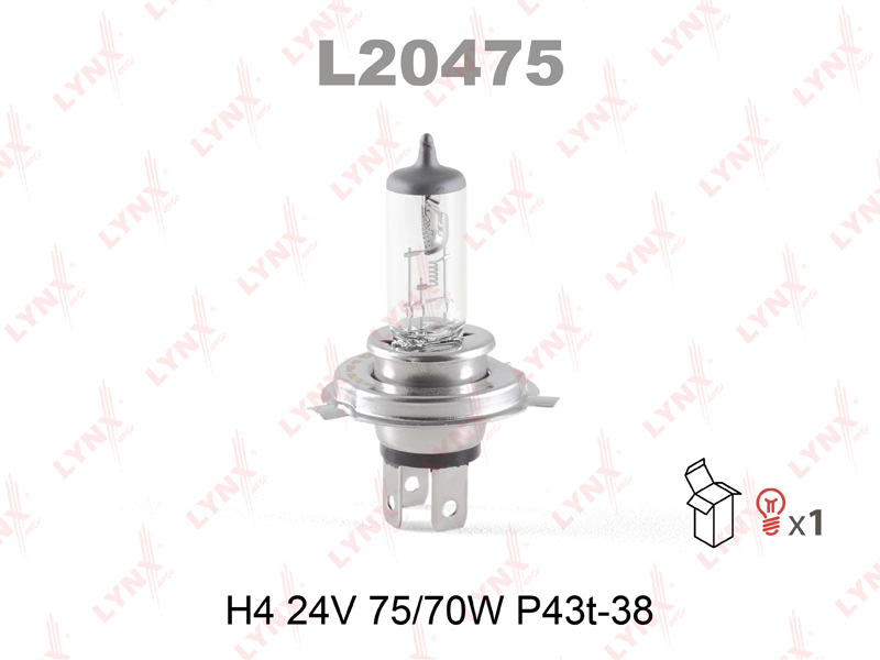 Автолампа 24V Н4 75/70W P-43t L20475 Lynx