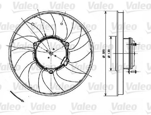 Вентилятор основного радиатора 696083 MB Sprinter II/VW Crafter Valeo
